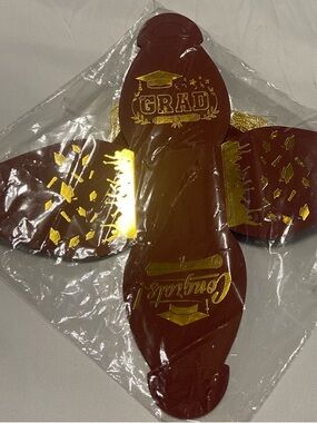 Graduation Gift box - Maroon with Gold "Grad" “Congrats” Design